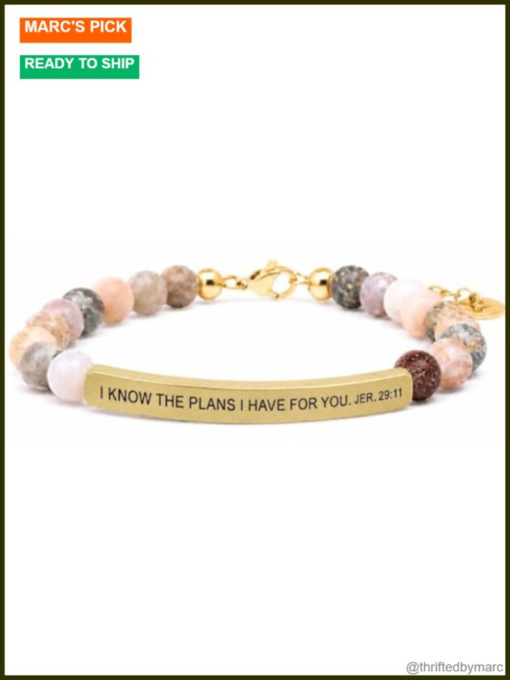 Christian Bracelet Jeremiah 29:11 Natural Stone Stretch